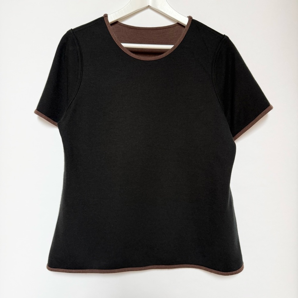 Vintage Reversible Black and Brown Short Sleeve Top